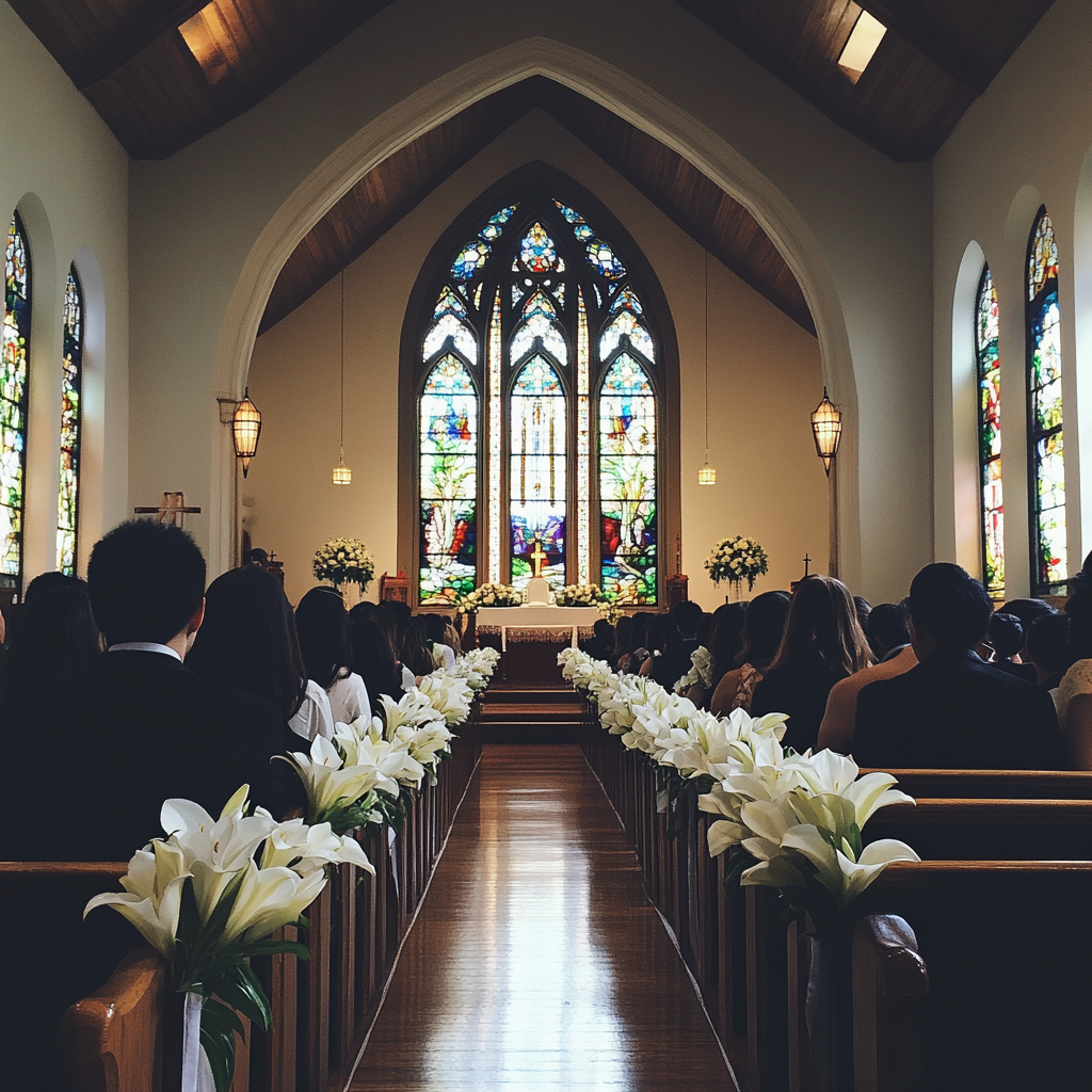 Des personnes assises dans une église | Source : Midjourney