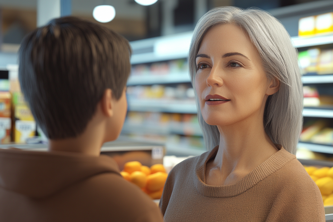 Une femme qui parle à un garçon | Source : Midjourney