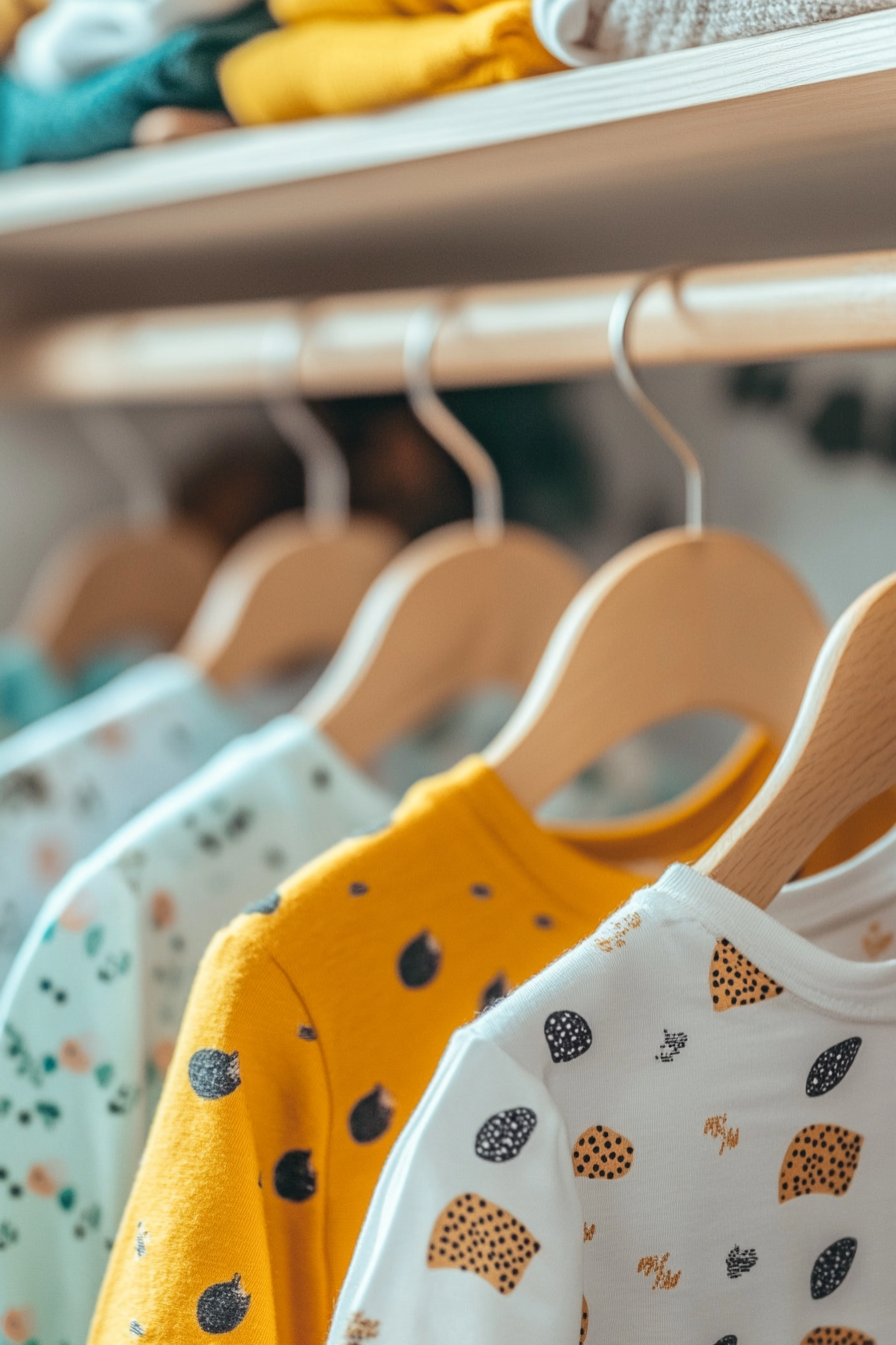 Vêtements de bébé sur un cintre | Source : Midjourney