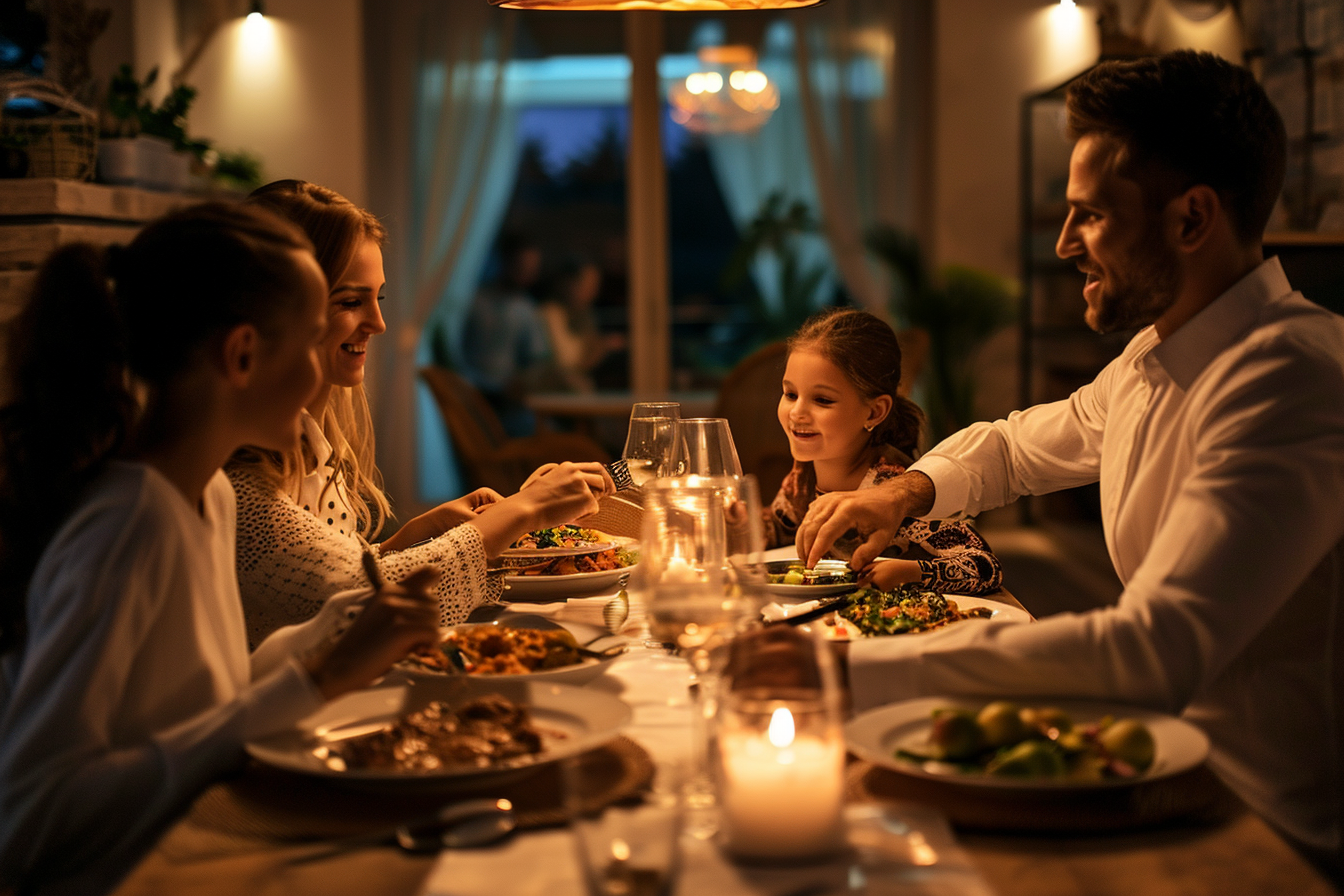 Une famille assise à une table | Source : Midjourney