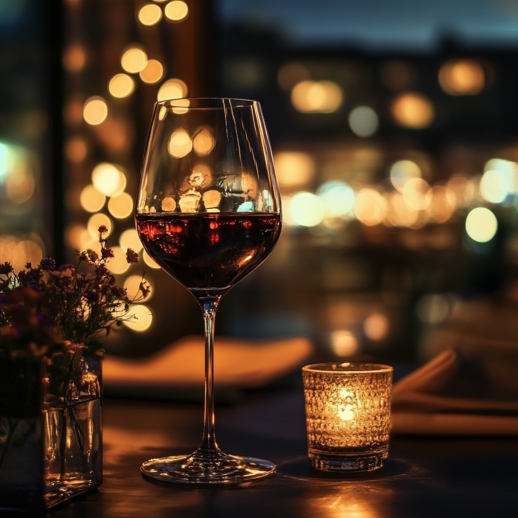Un verre de vin sur une table | Source : Midjourney
