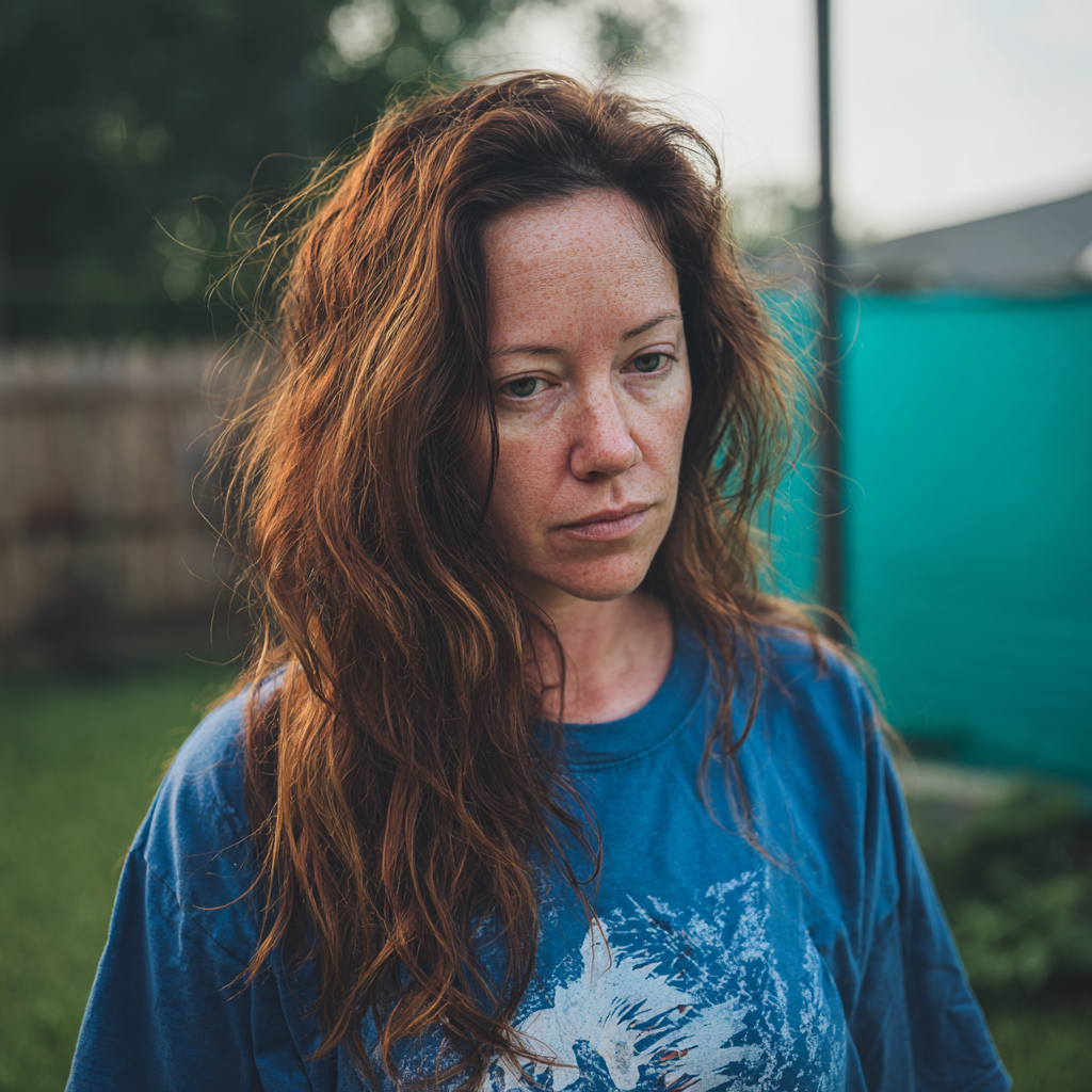 Une femme inquiète se tenant à l'extérieur | Source : Midjourney