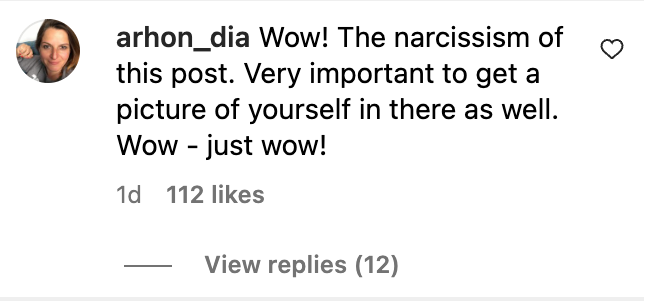 Capture d'écran du commentaire disant que Crawford est une narcissique, posté sur Instagram le 25 mai 2023. | Source : Instagram.com/cindycrawford