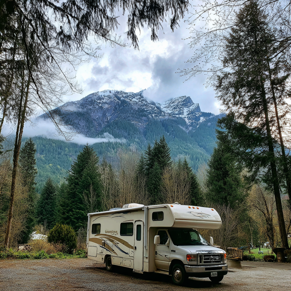 Un camping-car en stationnement | Source : Midjourney