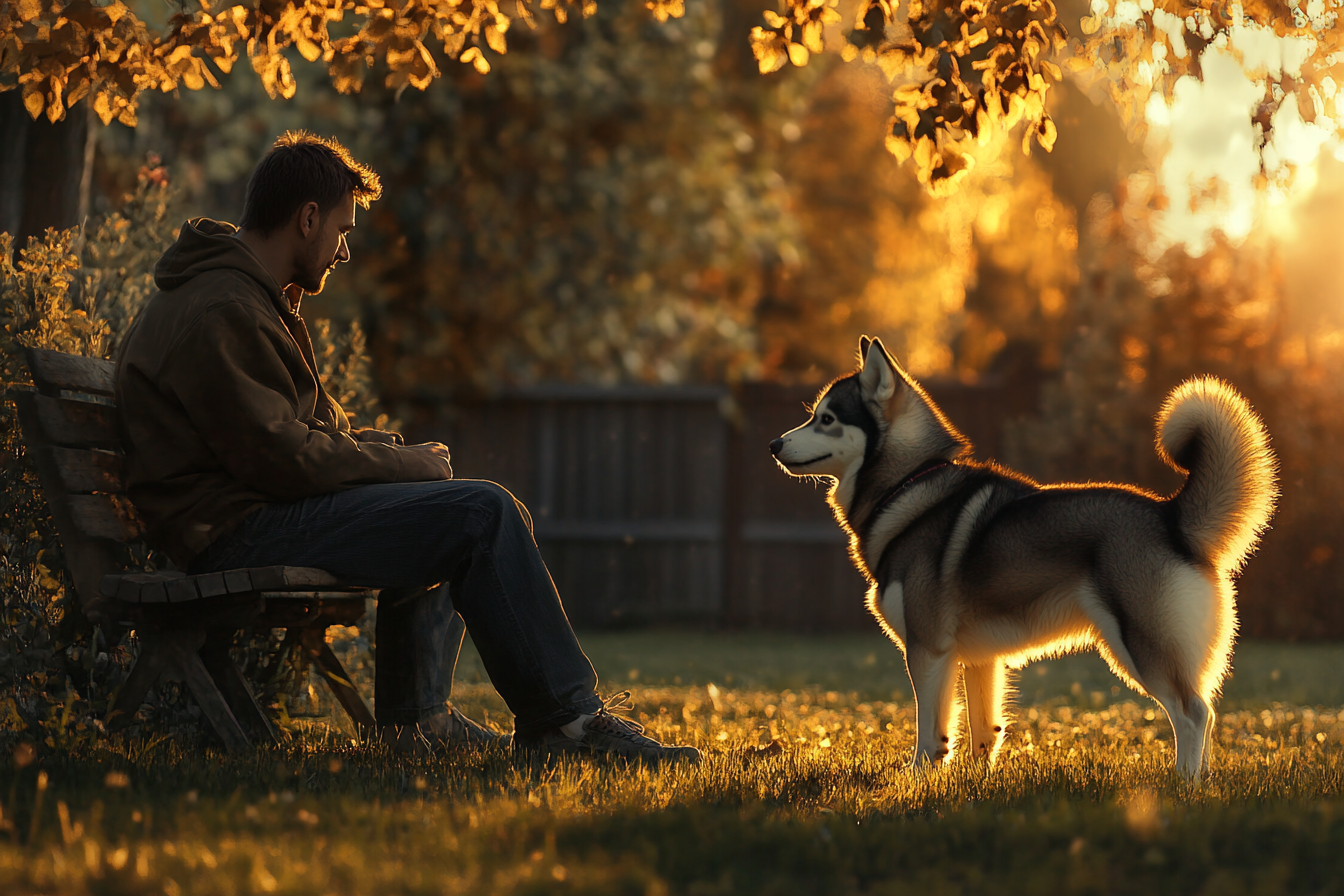 Un homme avec un chien | Source : Midjourney