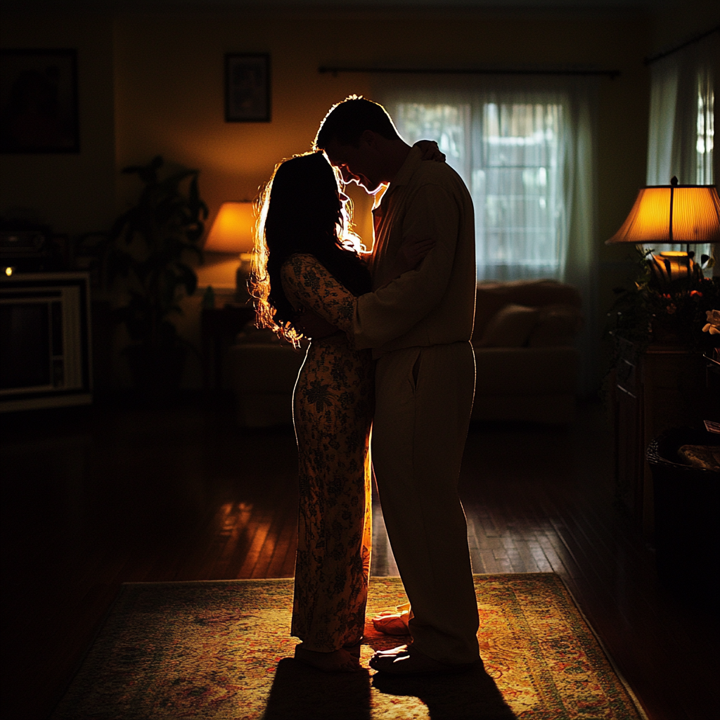 Un couple qui danse dans son salon | Source : Midjourney