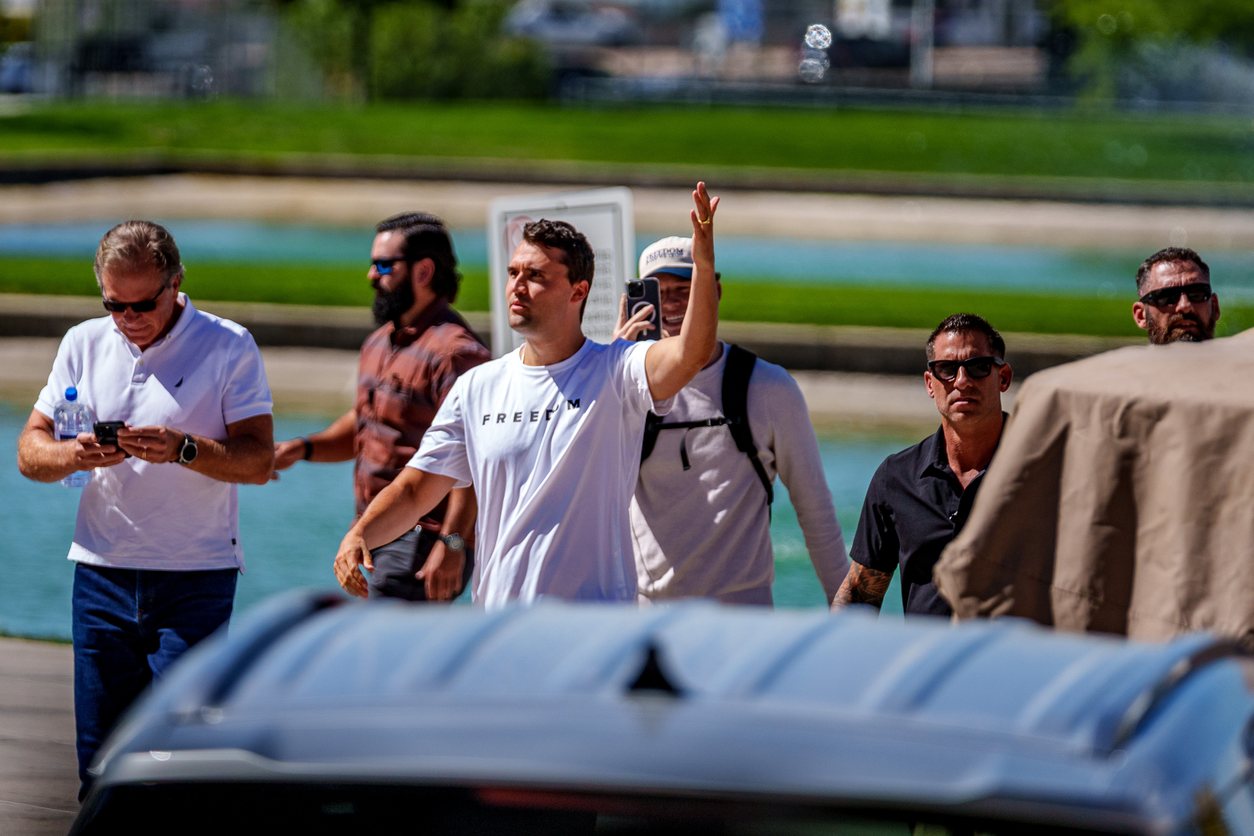 Charlie Kirk arrive à l'université de Utah Valley à Orem, le 10 septembre 2025 | Source : Getty Images