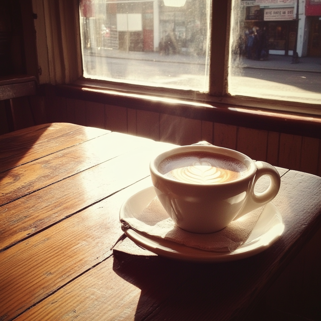 Une tasse de café sur une table | Source : Midjourney