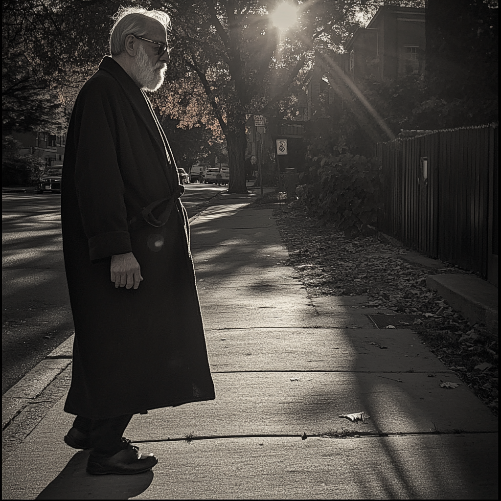 Un homme debout sur un trottoir | Source : Midjourney