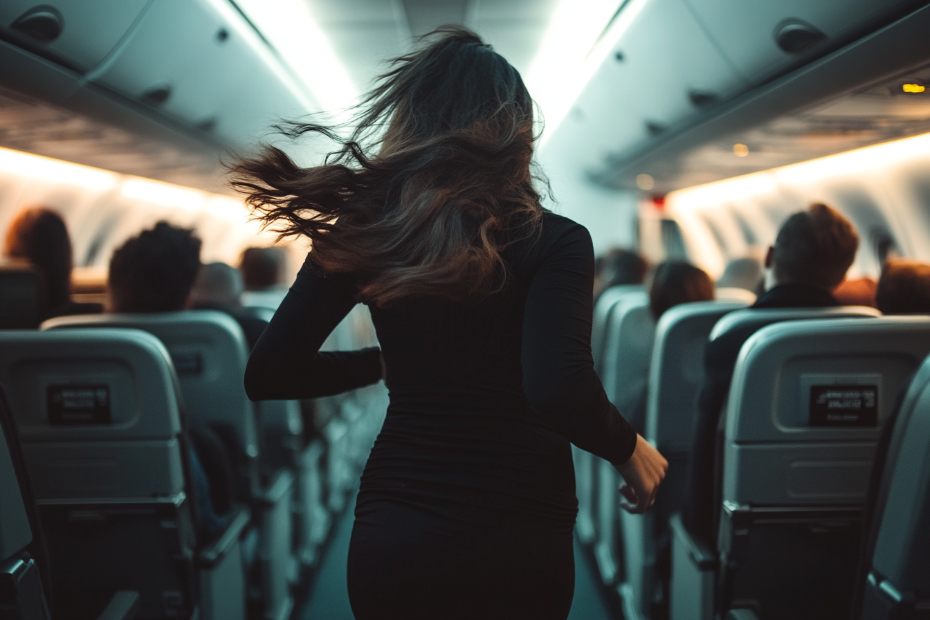 Une femme qui court dans un avion | Source : Midjourney