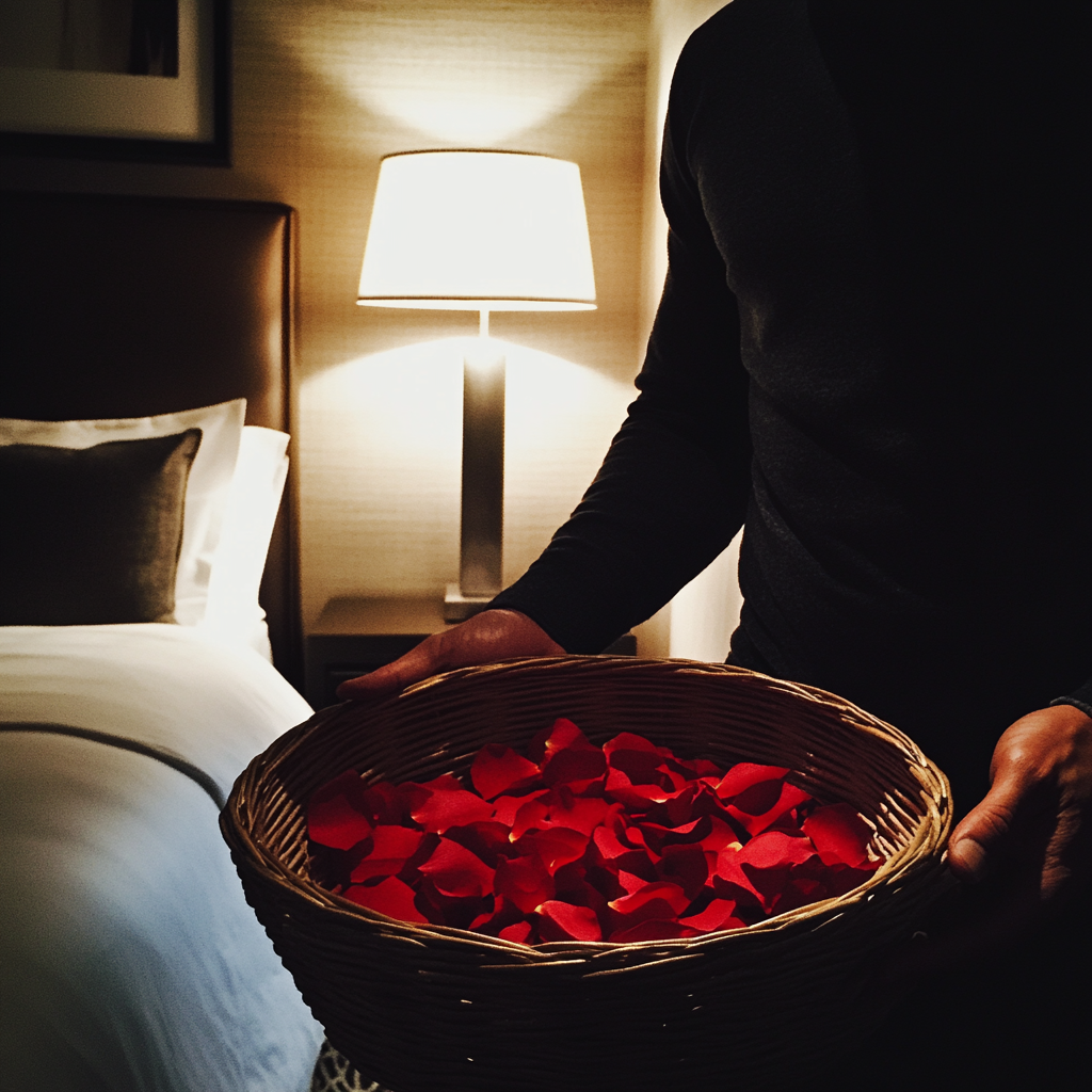 Un homme tenant un panier de roses | Source : Midjourney