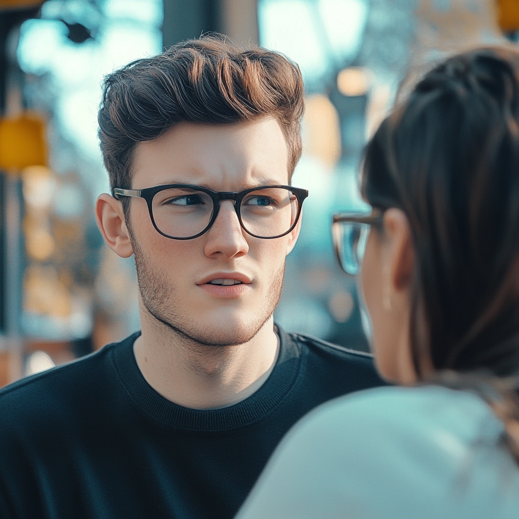 A man talking to a woman | Source: Midjourney