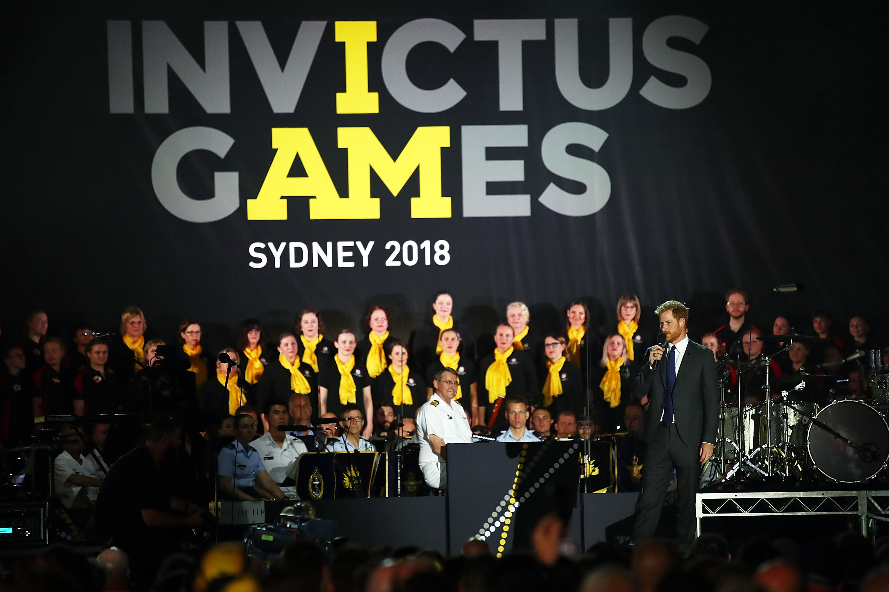 Le prince Harry s'exprime lors de la cérémonie d'ouverture des nvictus Games Sydney 2018 à l'Opéra de Sydney le 20 octobre 2018 à Sydney, en Australie | Source : Getty Images