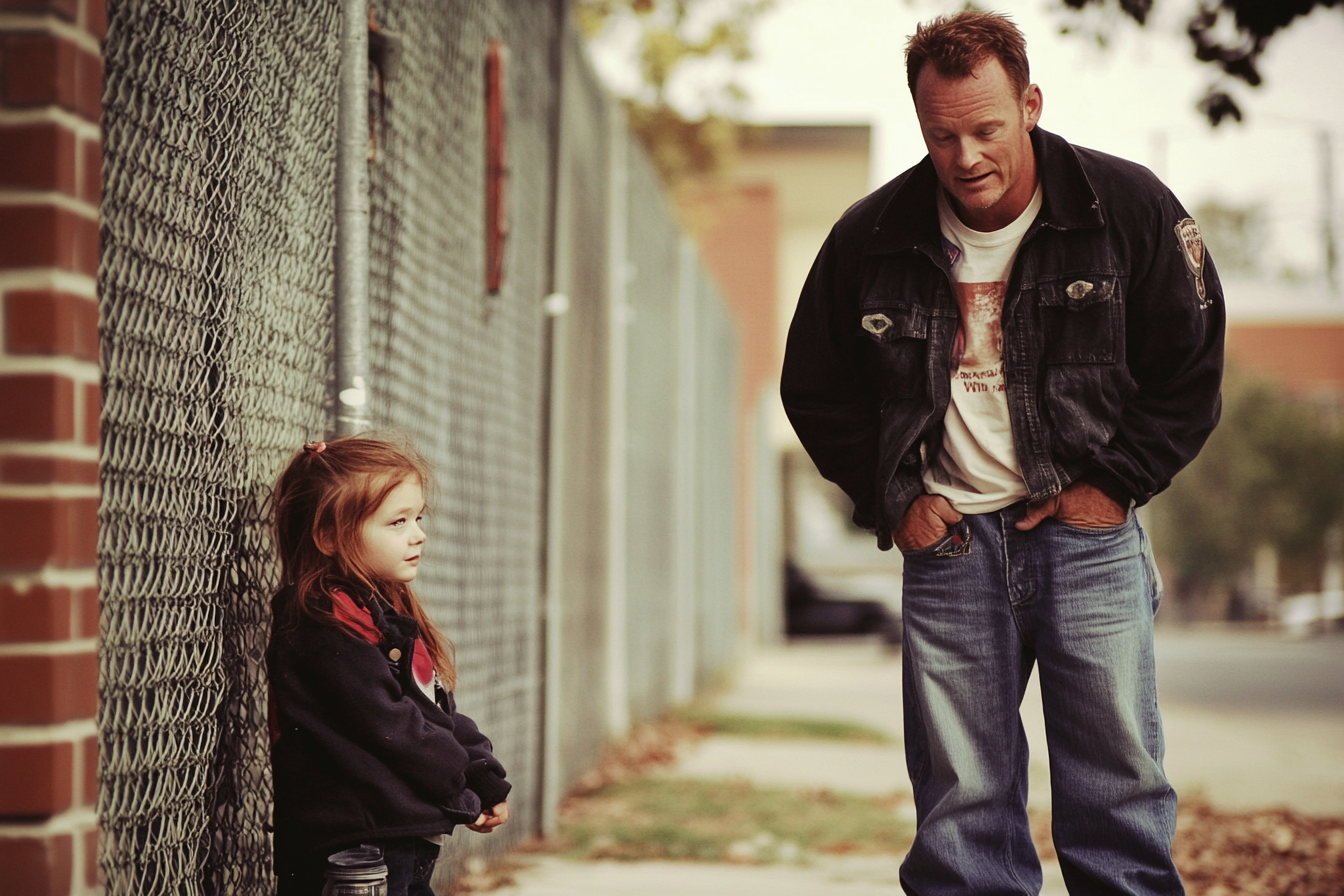 Un homme qui parle à une fille | Source : Midjourney