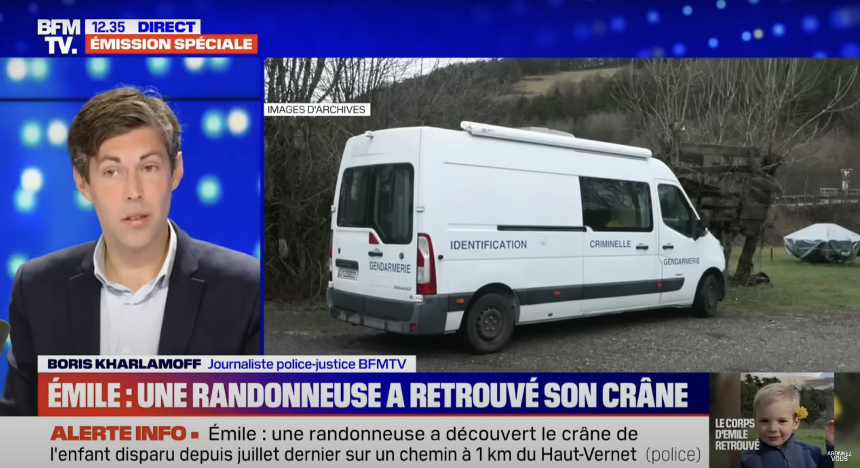Un véhicule utilisé par la gendarmerie française près du Haut-Vernet, comme on peut le voir dans une vidéo datant du 31 mars 2024 | Source : YouTube/BFMTV