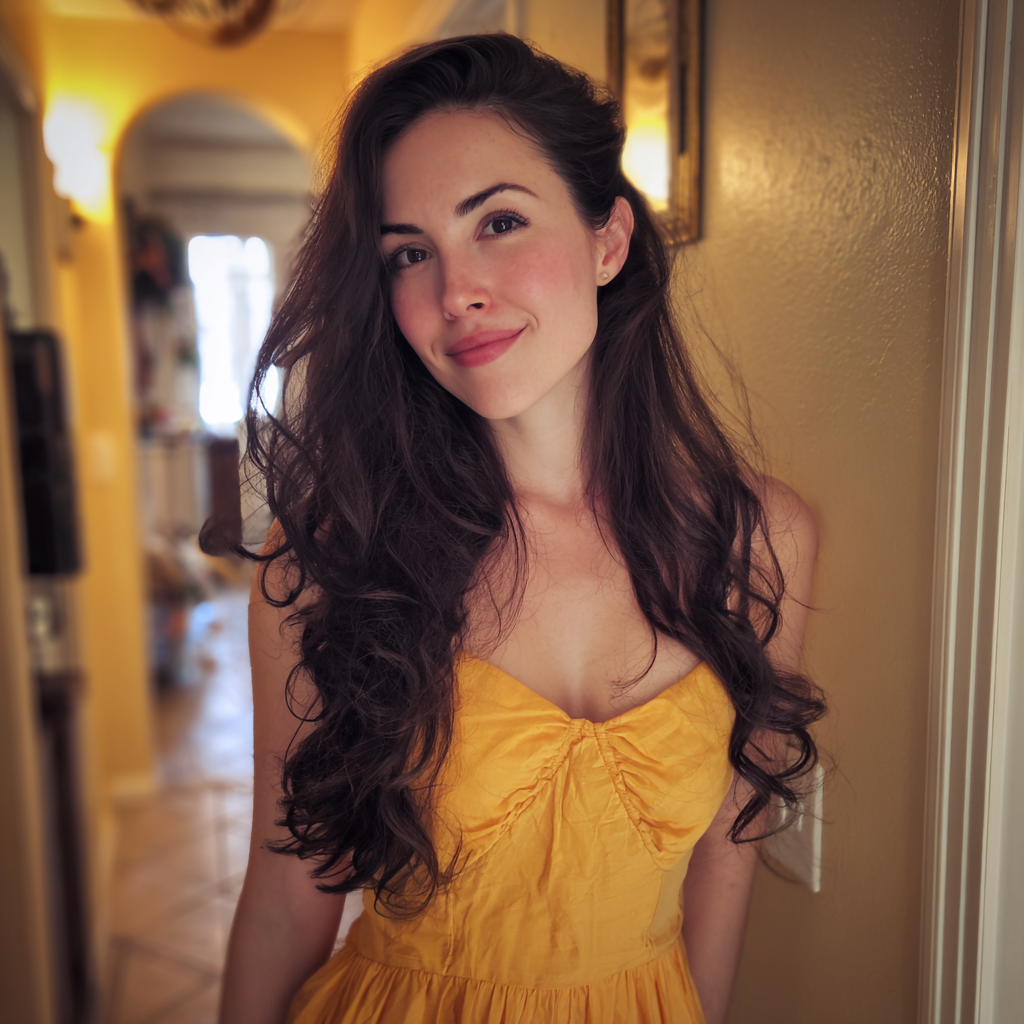 Une femme souriante portant une robe jaune | Source : Midjourney