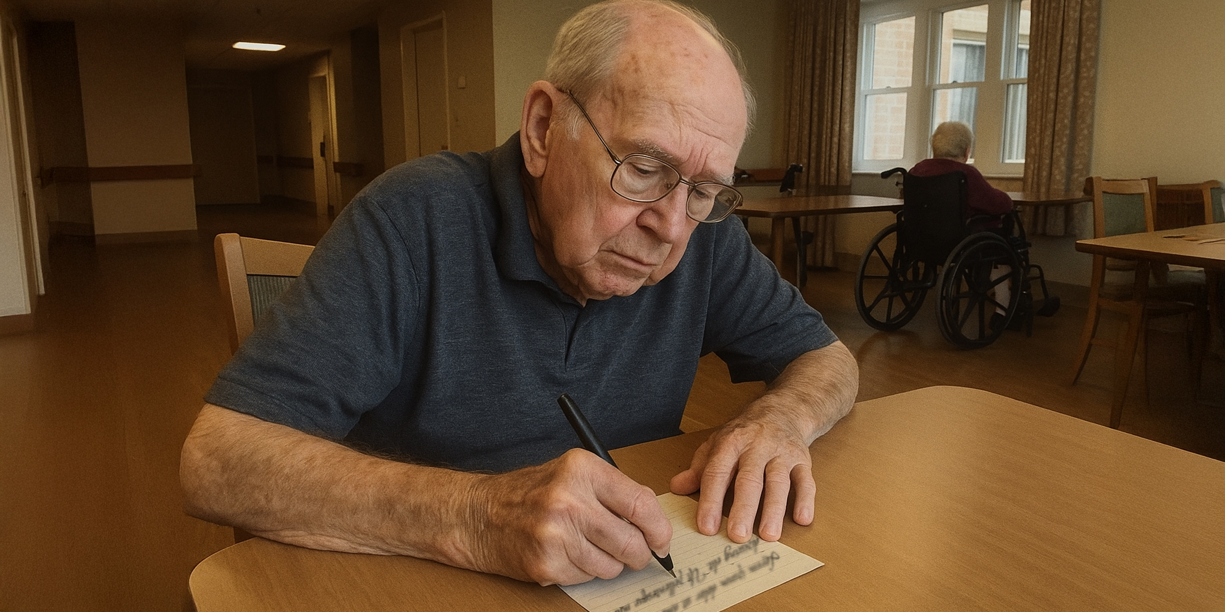 Homme âgé écrivant une lettre | Source : Sora