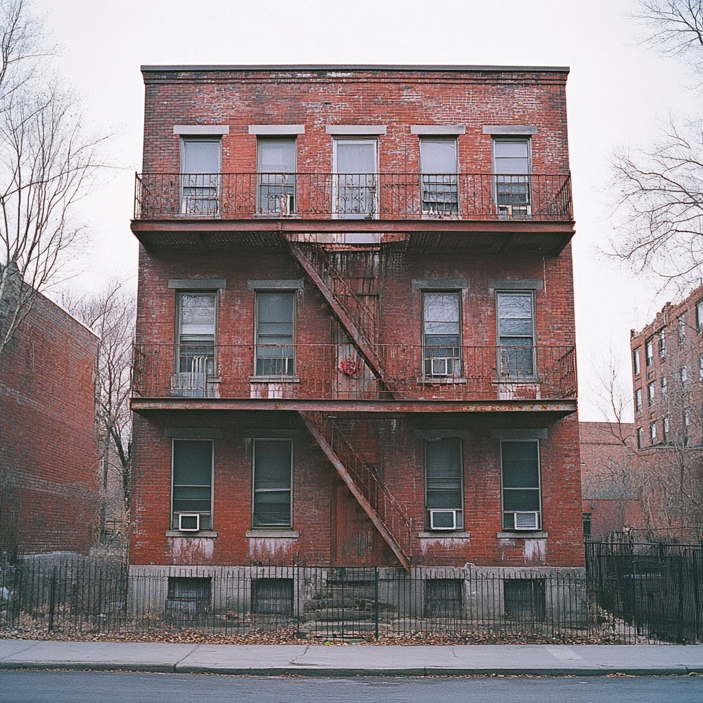 A dilapidated apartment building | Source: Midjourney