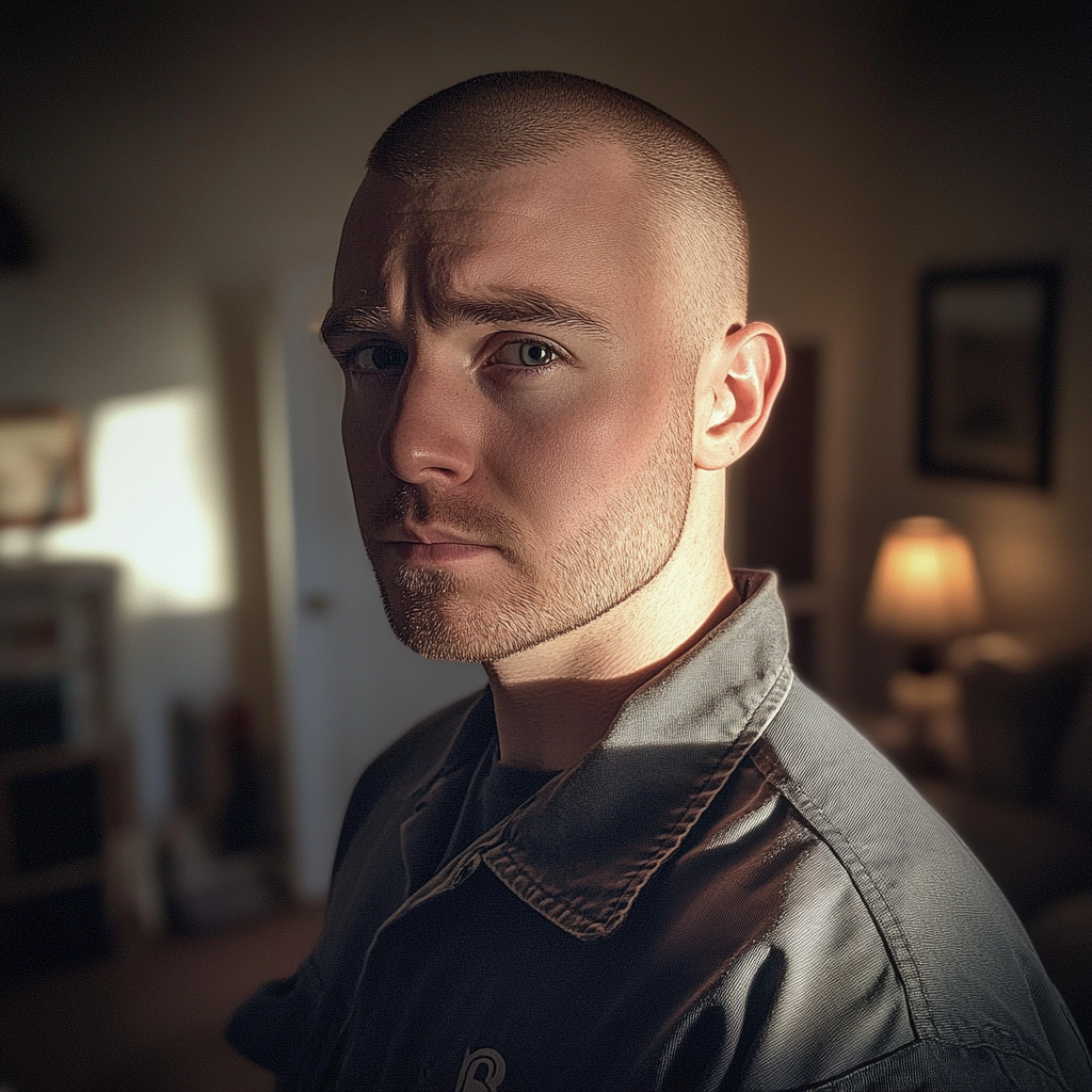 Un homme debout dans un salon | Source : Midjourney