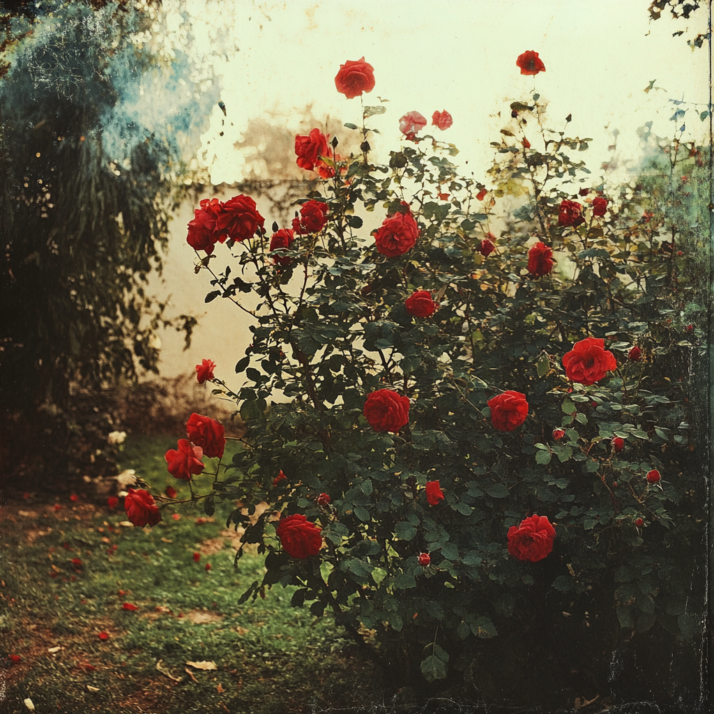 Un rosier dans un jardin | Source : Midjourney