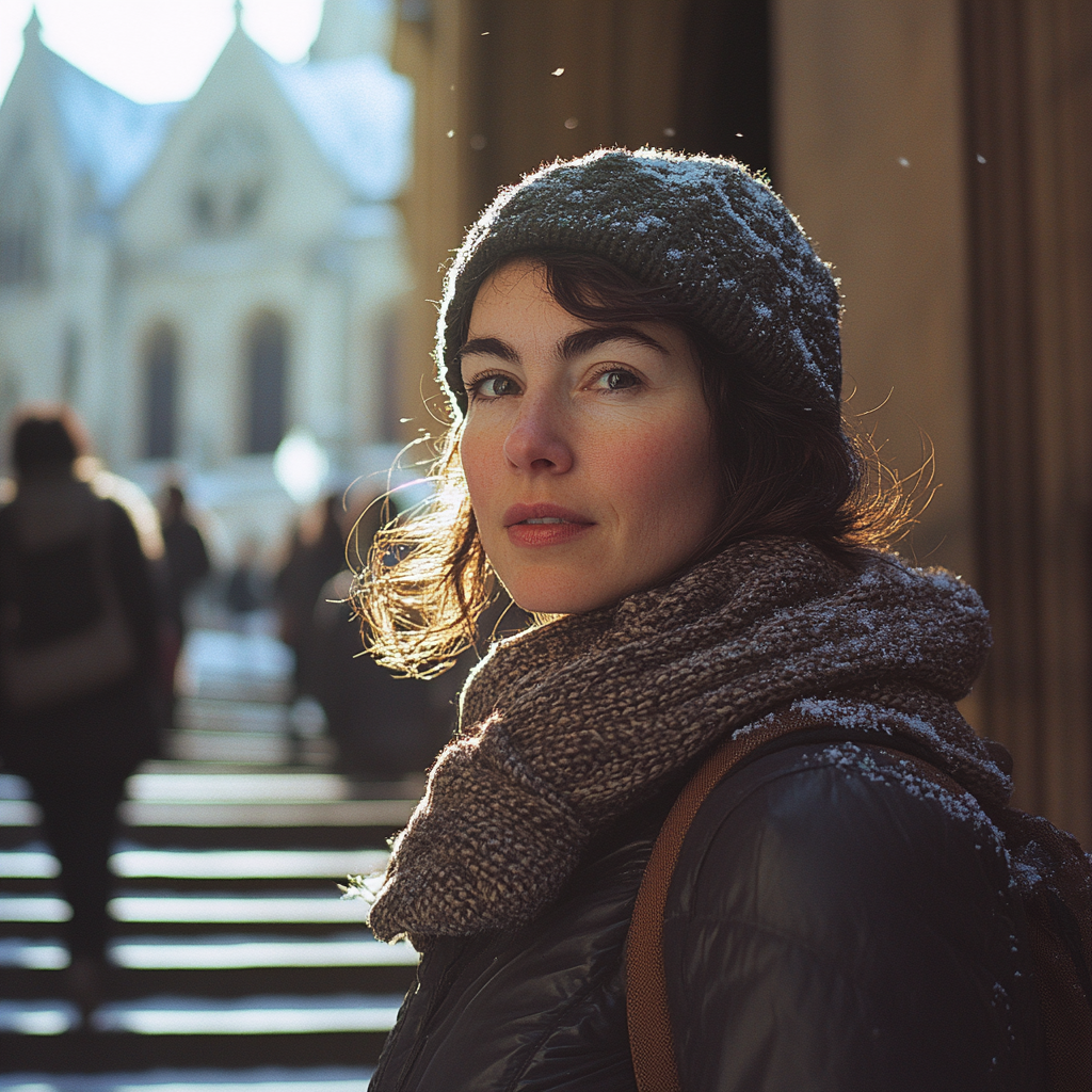 Une femme dehors par une journée froide | Source : Midjourney