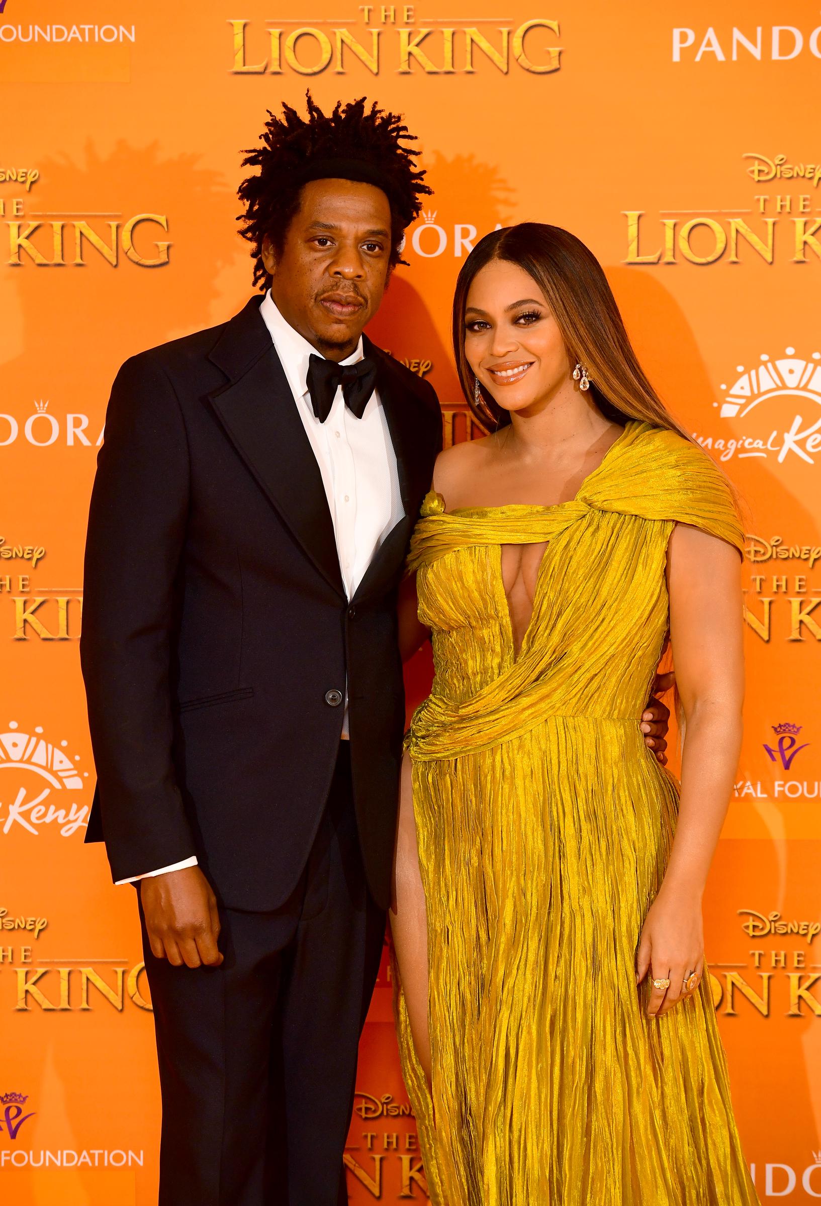 Jay-z et Beyonce lors de la première duJay-z et Beyonce à la première du "Roi Lion" le 14 juillet 2019, à Leicester Square, Londres, Angleterre. | Source : Getty Images
