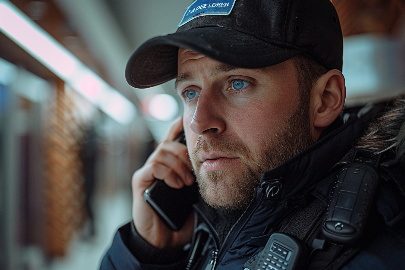 Un agent de police qui parle au téléphone | Source : Midjourney