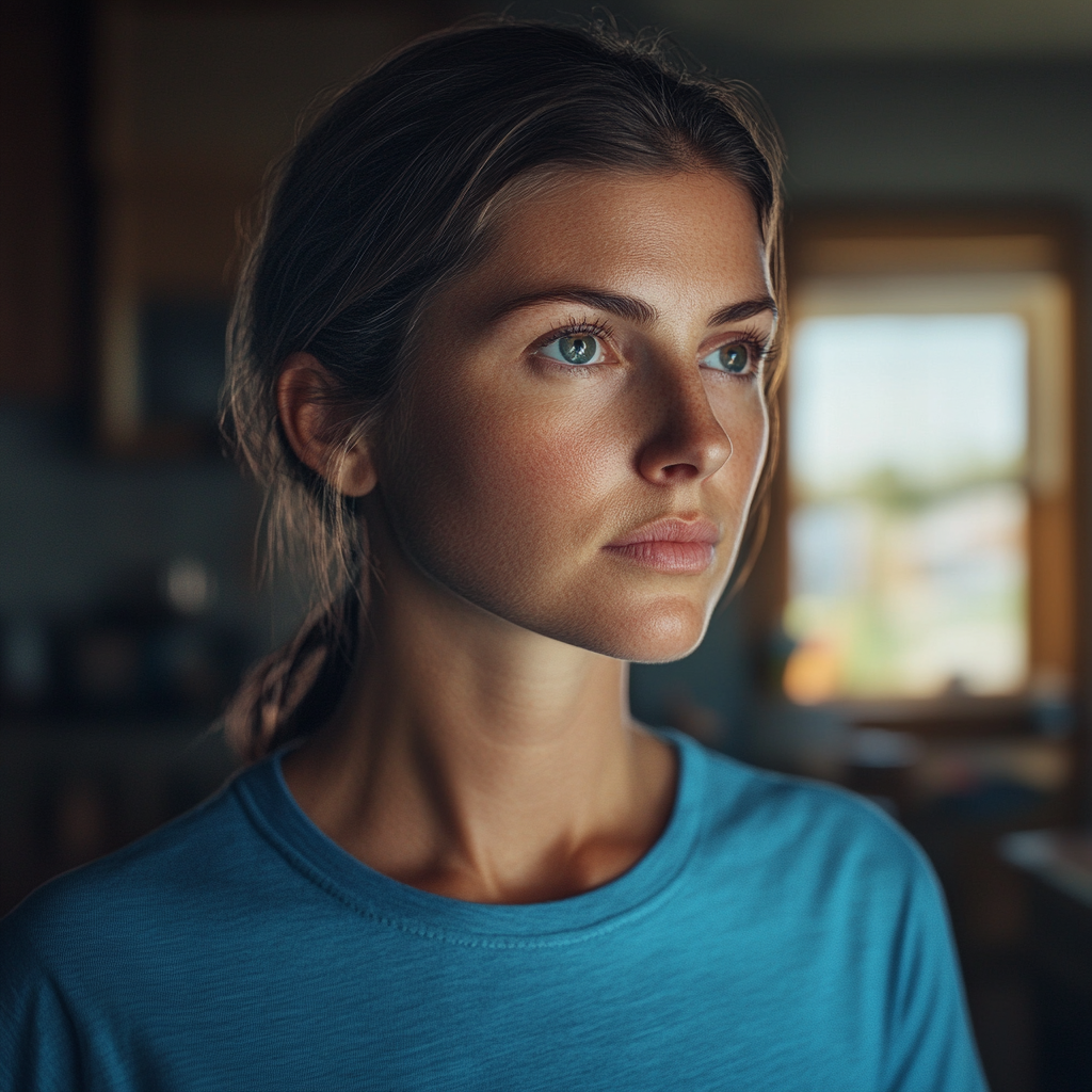 Une femme debout dans sa maison | Source : Midjourney