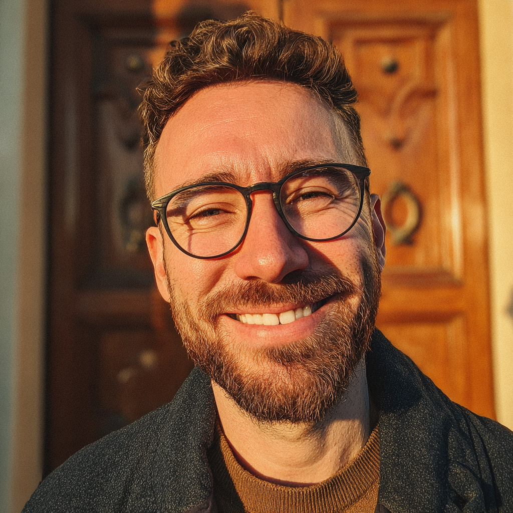 Gros plan sur un homme souriant | Source : Midjourney