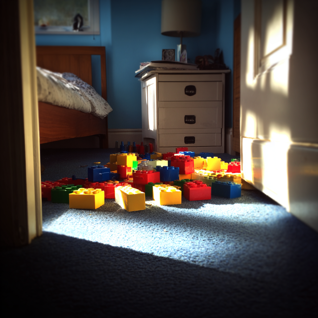 Blocs LEGO sur un tapis | Source : Midjourney