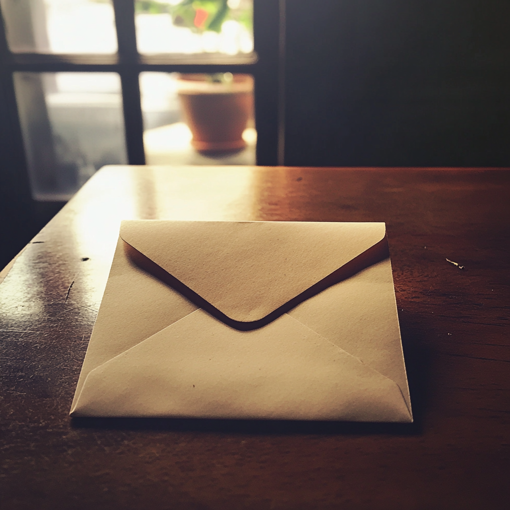 Une enveloppe sur une table de cuisine | Source : Midjourney