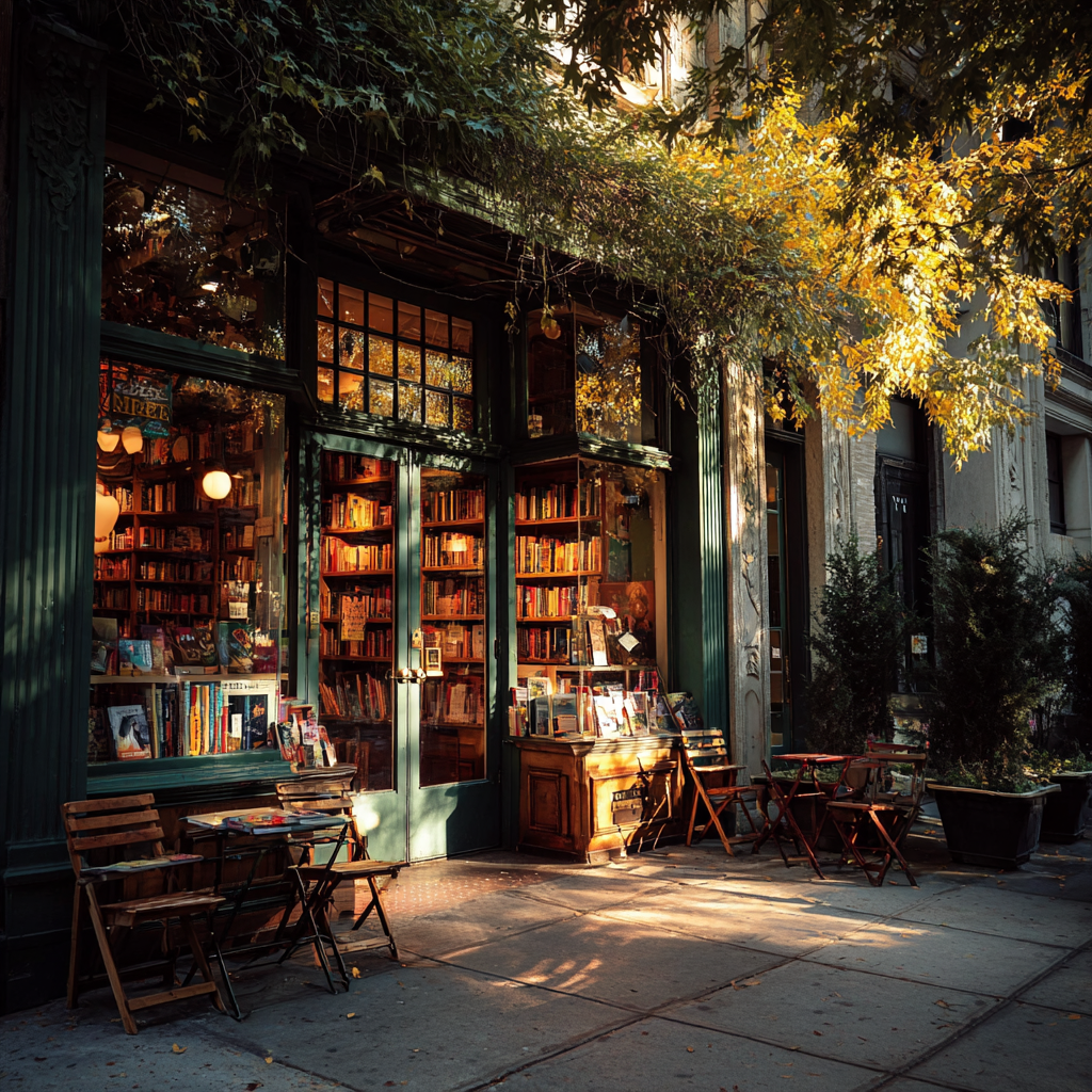 L'extérieur d'une librairie | Source : Midjourney