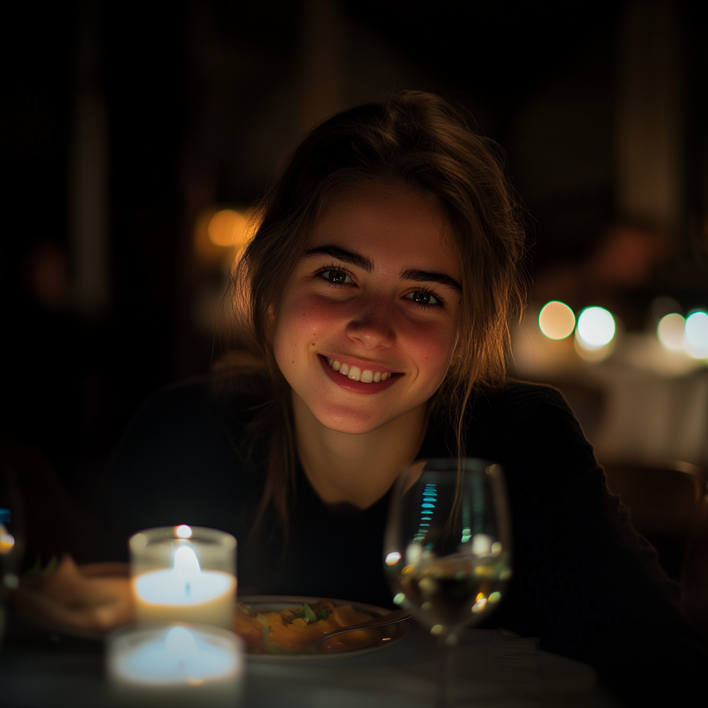 Une femme au sourire poli | Source : Midjourney