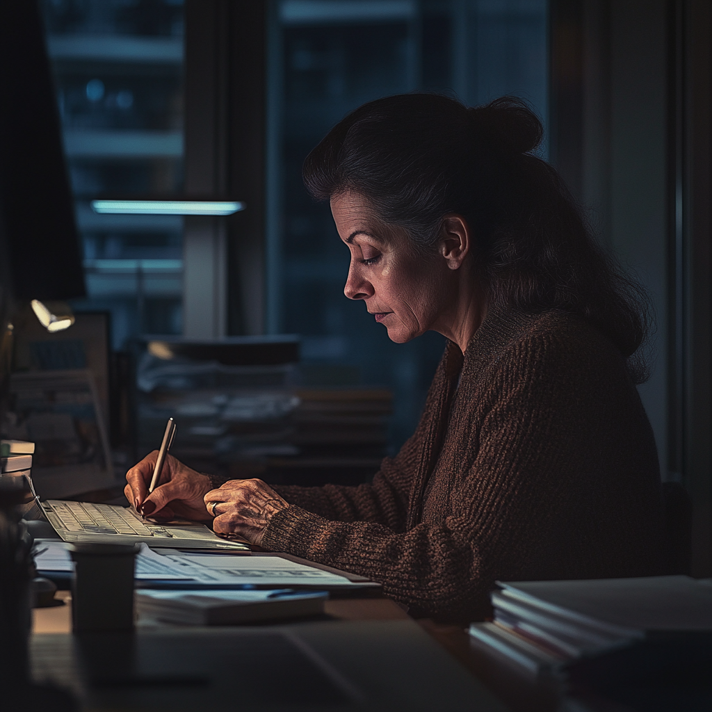 Une femme travaillant dans un bureau | Source : Midjourney