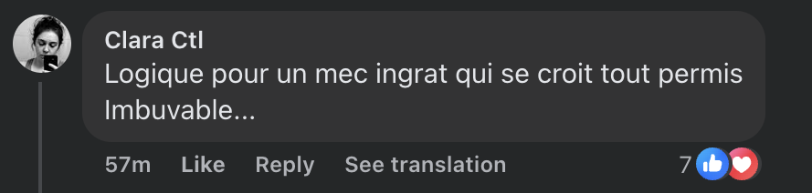 Capture d'écran du commentaire d'un internaute I Source : Facebook Gossip Room