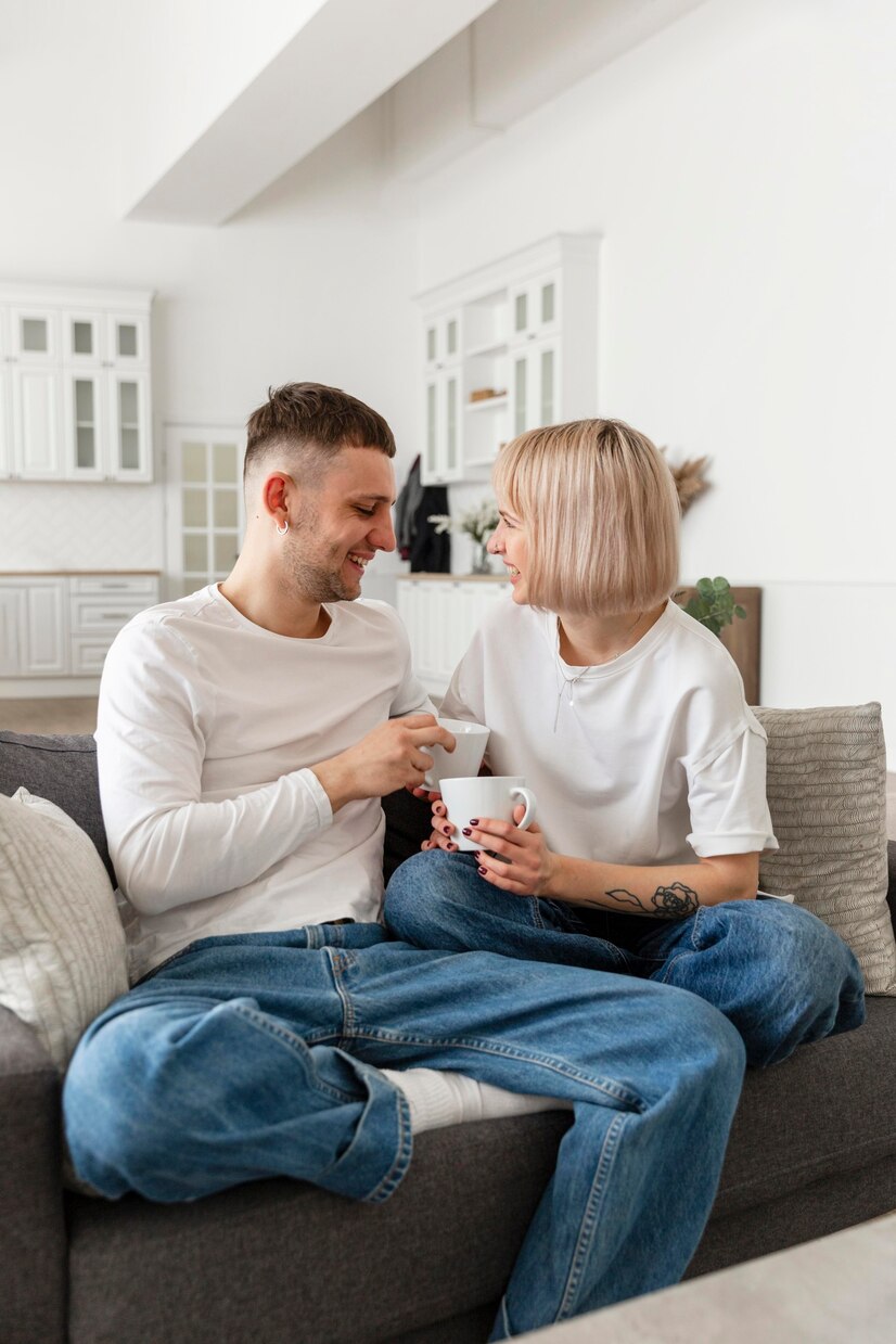 Un couple en train de discuter autour d'un café | Source : Freepik