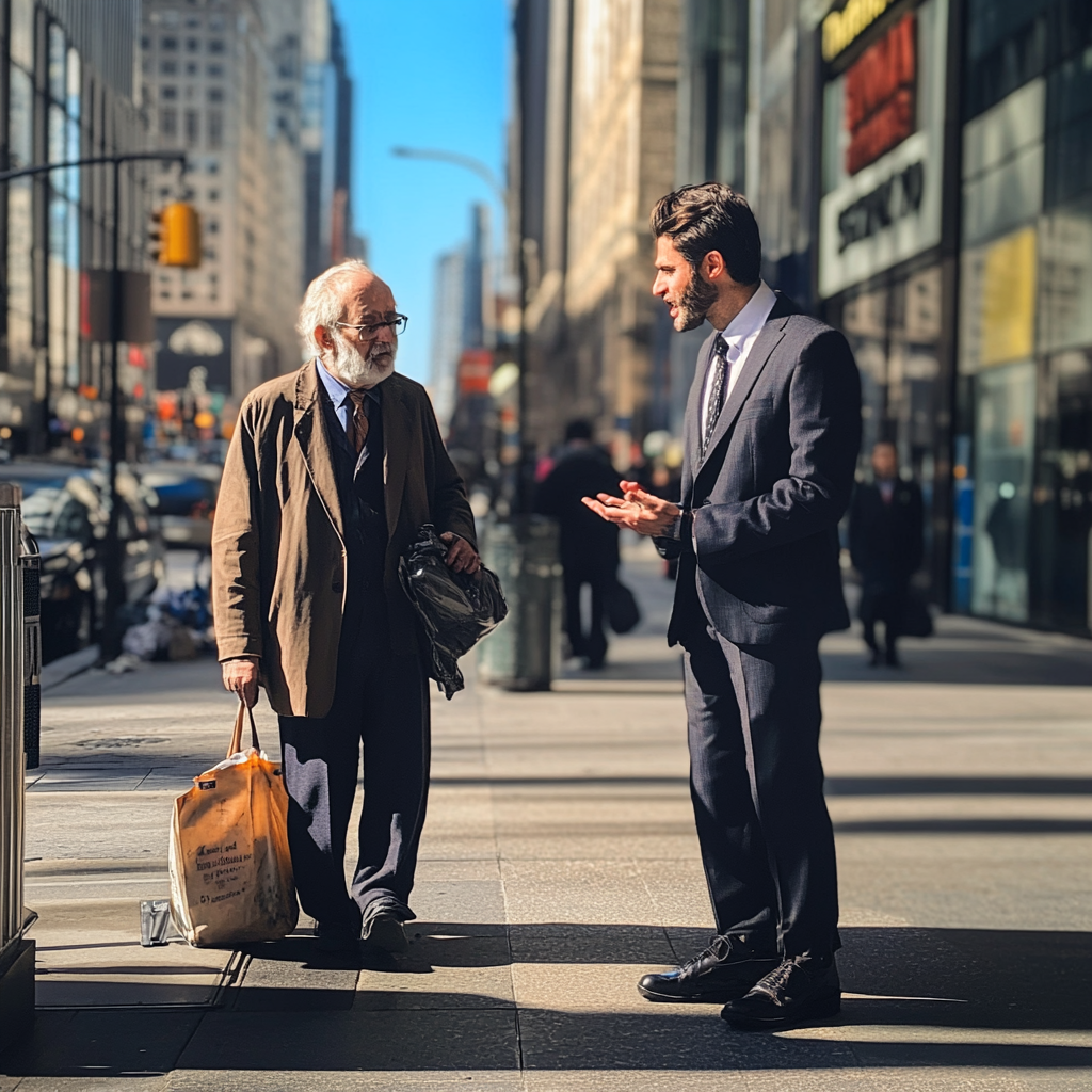 Un homme âgé et un homme riche qui parlent au téléphone | Source : Midjourney