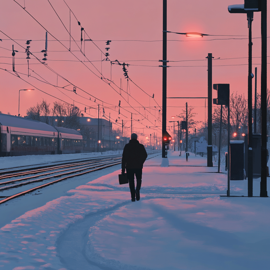 Un homme se rendant à pied à son travail | Source : Midjourney