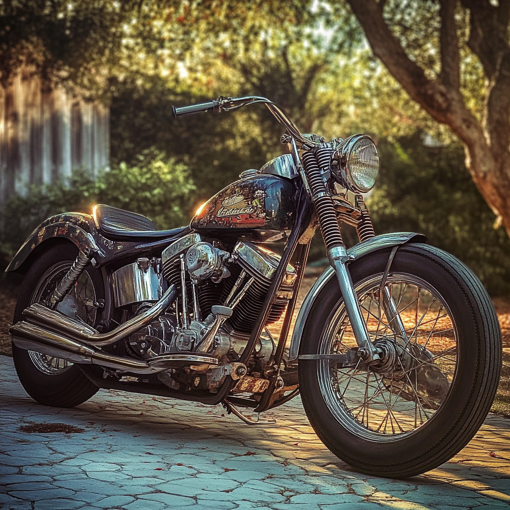 Une vieille moto Harley | Source : Midjourney