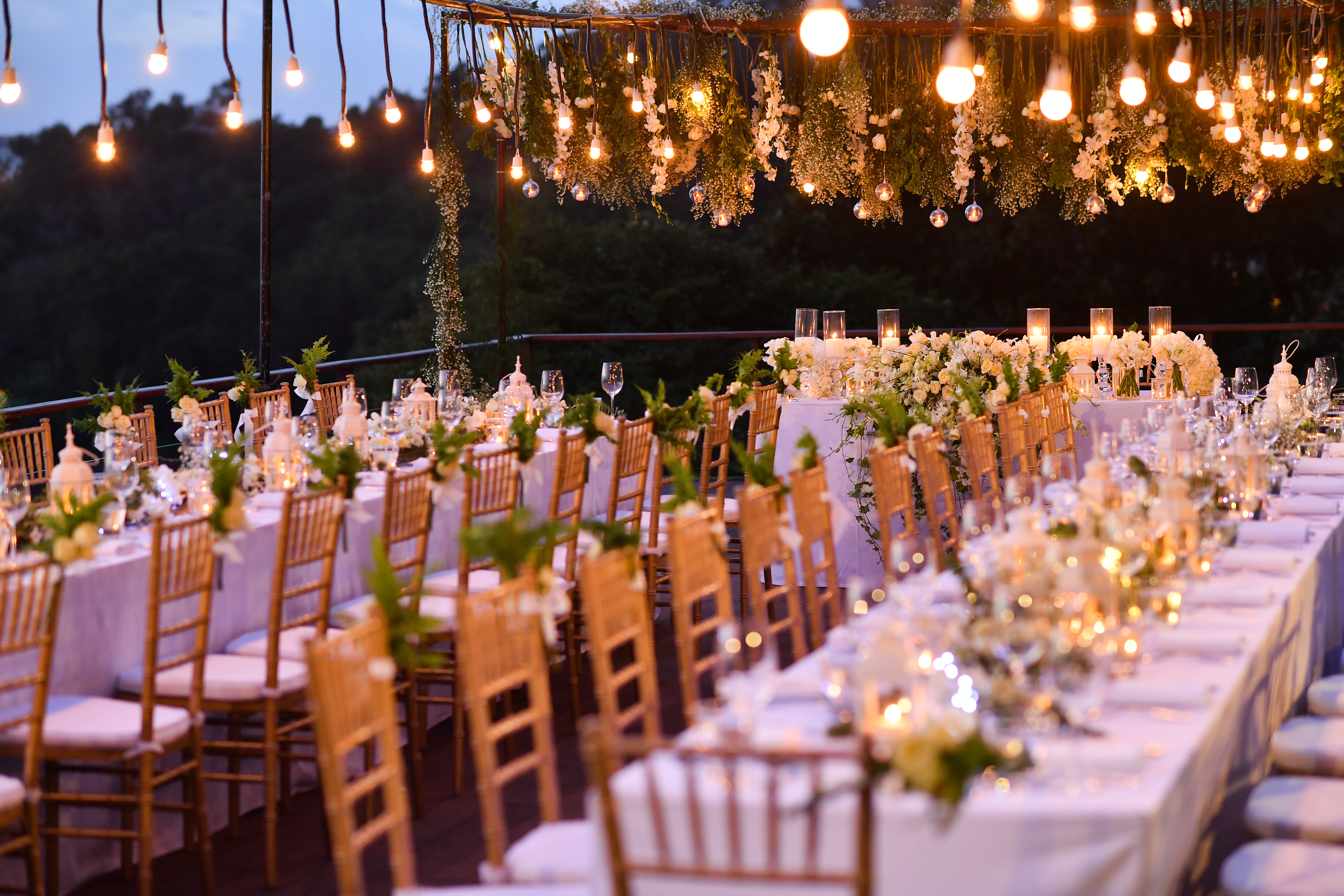 Une photo d'une réception de mariage magnifiquement décorée. | Source : Shutterstock/mammographe
