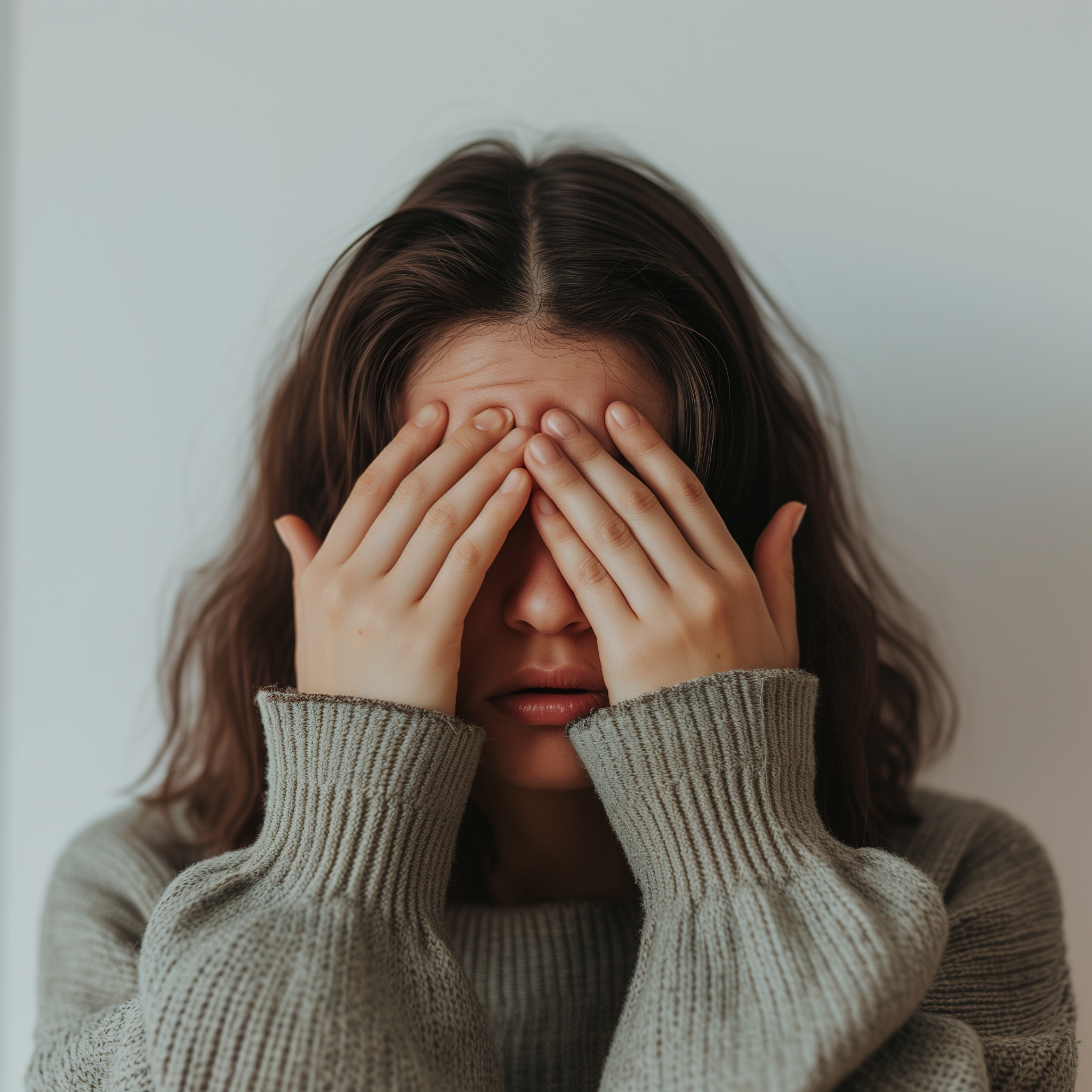 Une femme embarrassée qui se couvre les yeux | Source : Midjourney