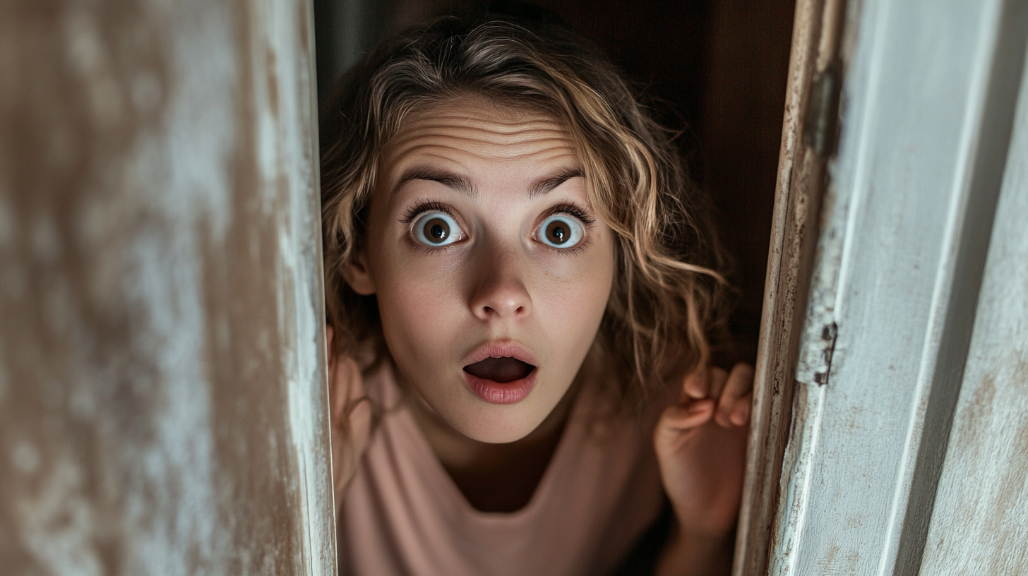 Une femme qui regarde par une porte | Source : Midjourney