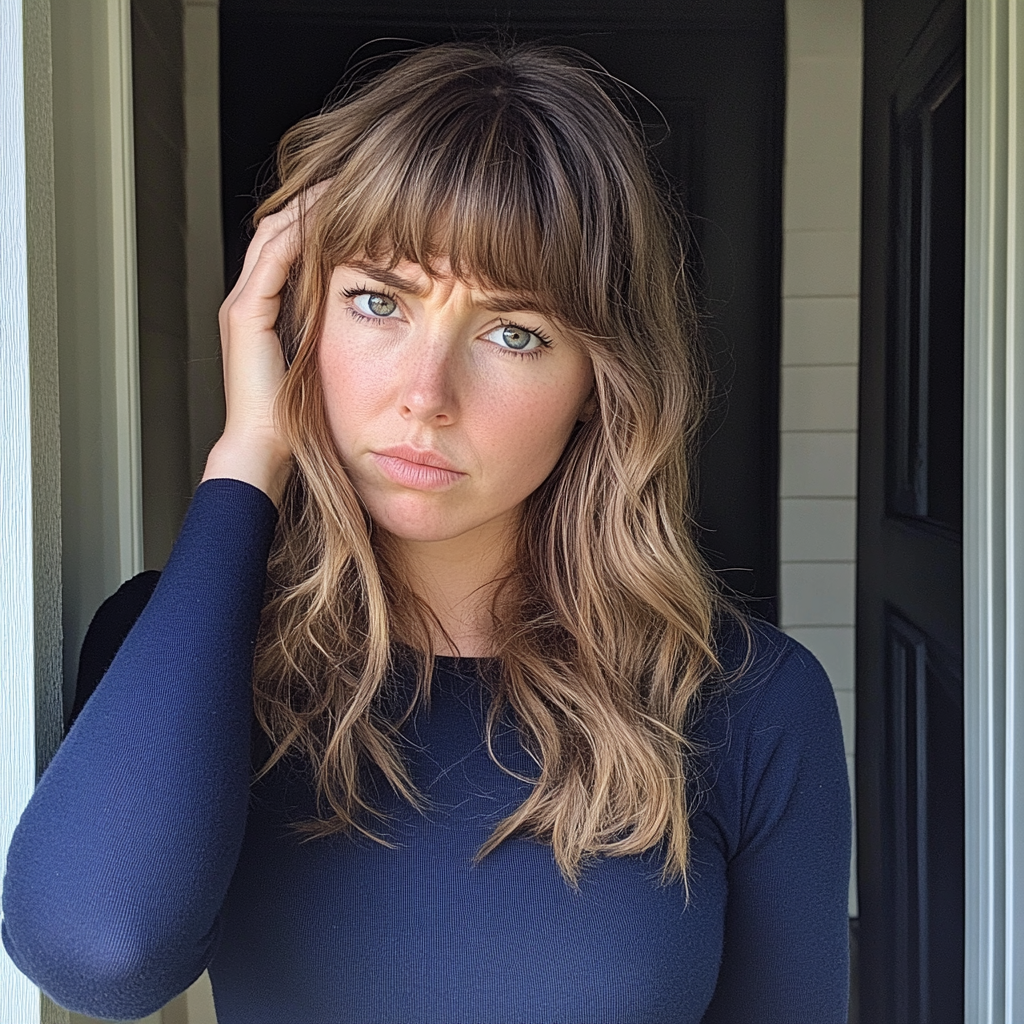 Une femme bouleversée qui se tient la tête | Source : Midjourney
