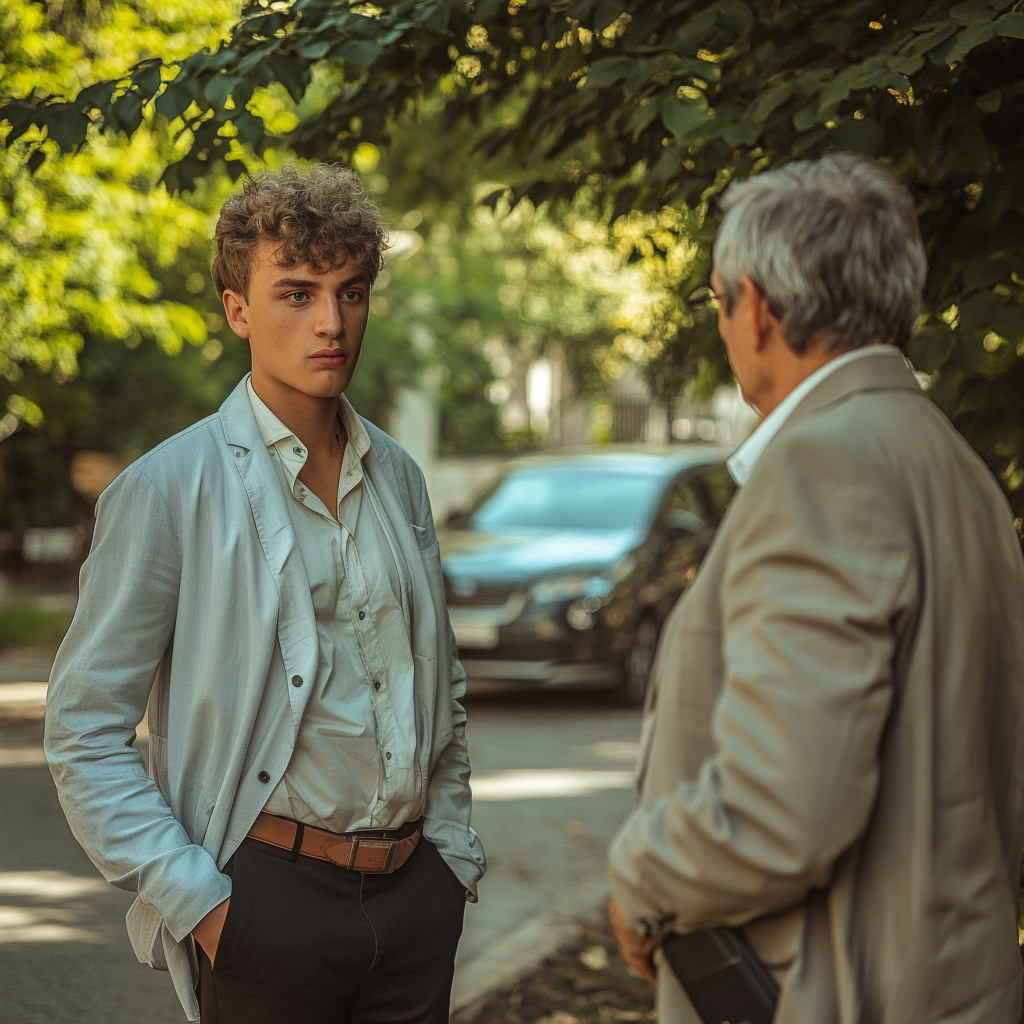 A young man talks with his lawyer | Source: Midjourney