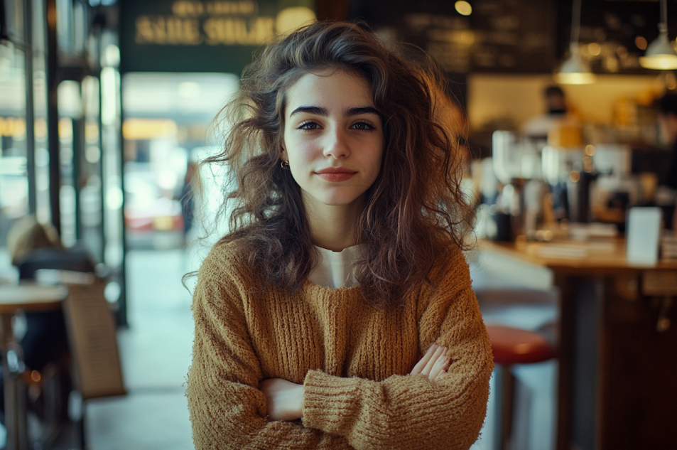 Une femme souriante avec les bras croisés | Source : Midjourney