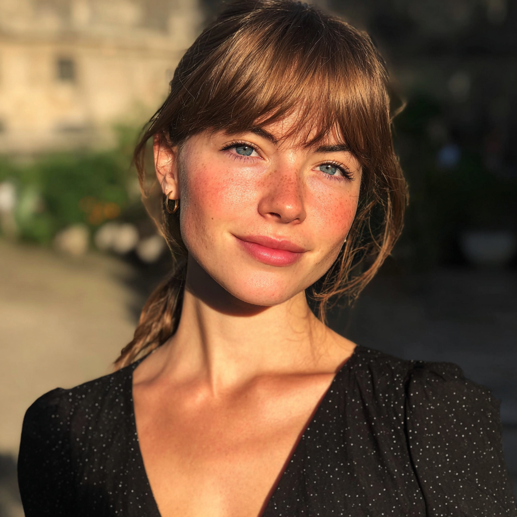 Une femme souriante portant une robe noire | Source : Midjourney