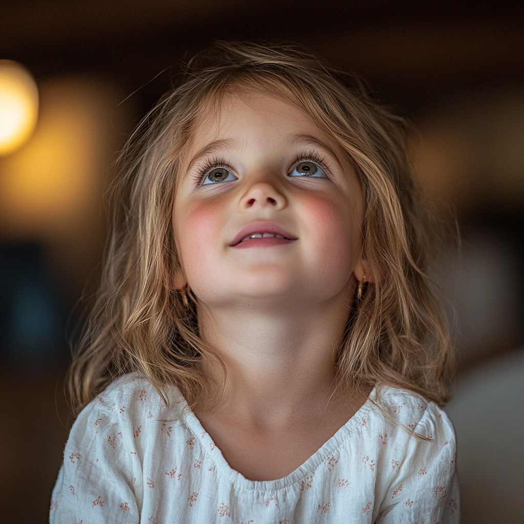 Une petite fille excitée qui regarde quelqu'un | Source : Midjourney