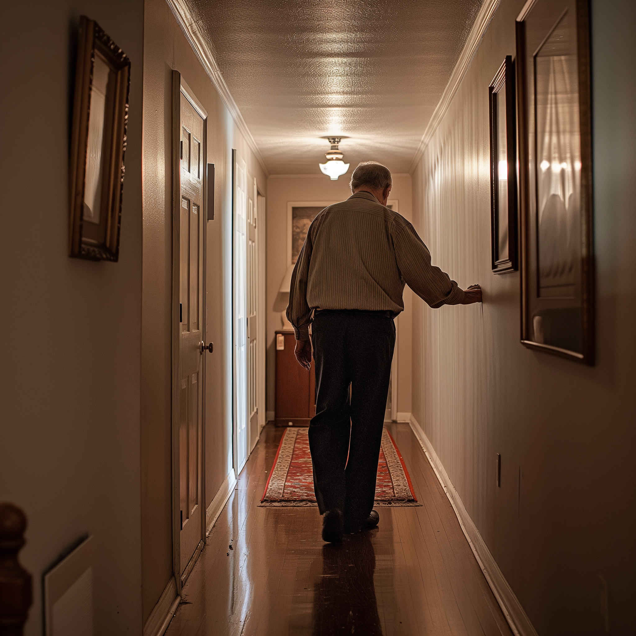 Un homme dans un couloir | Source : Midjourney