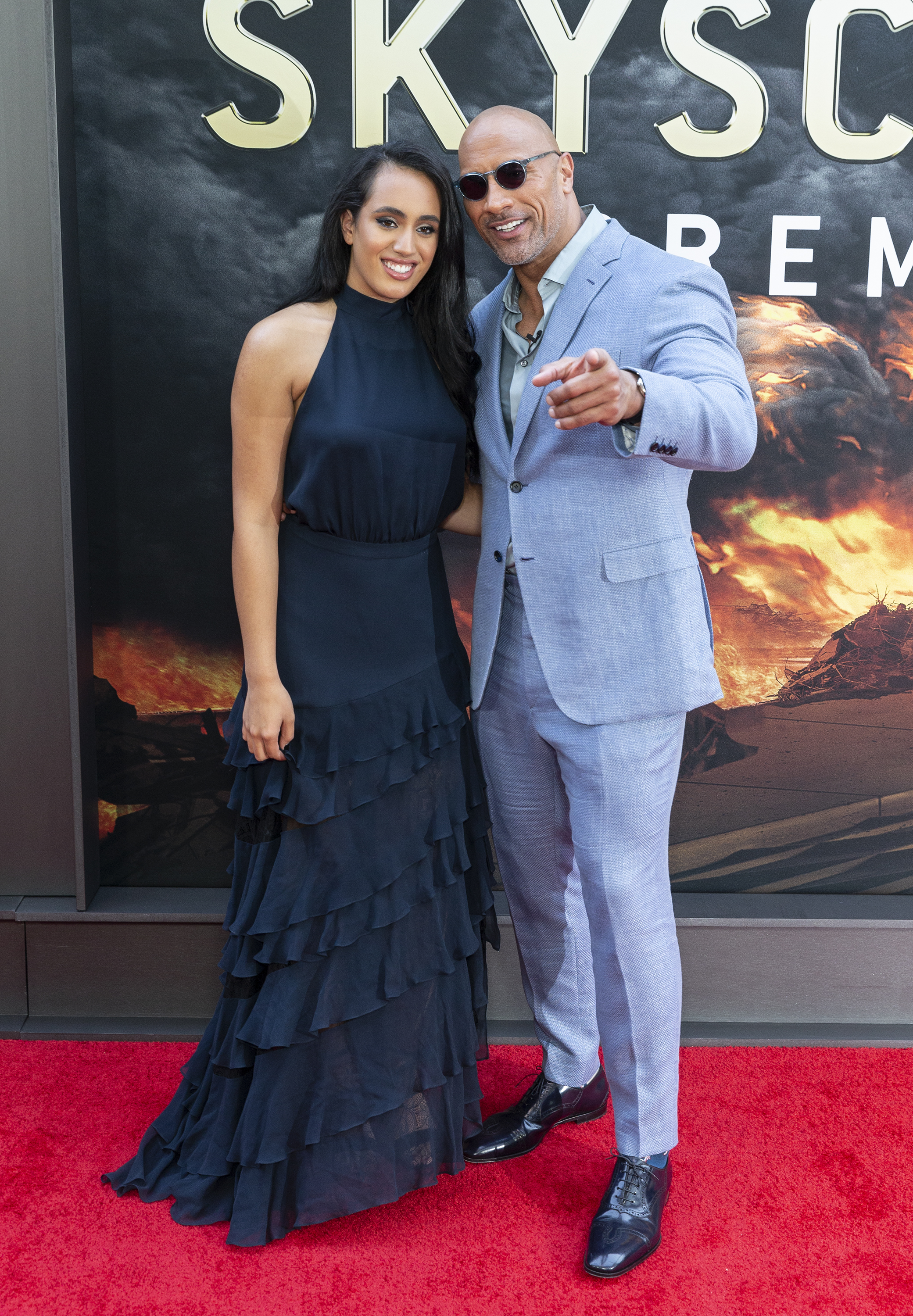 Simone et Dwayne Johnson à la première de "Skyscraper" le 10 juillet 2018 | Source : Getty Images