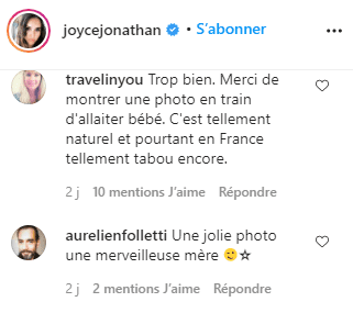 Commentaires des internautes sur la photo de Joyce Jonathan et son bébe : Instagram/ joycejonathan